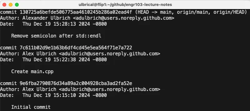 git log
