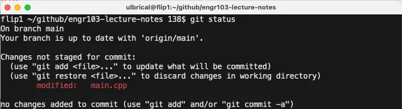 git status modified