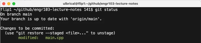 git status stagged